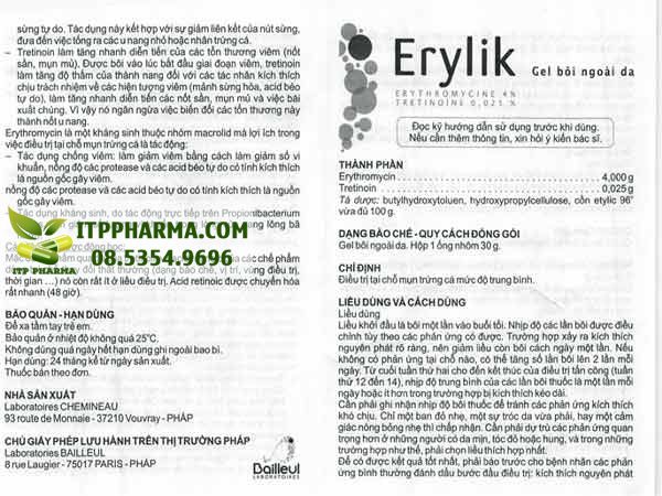 Hướng dẫn sử dụng thuốc Erylik 