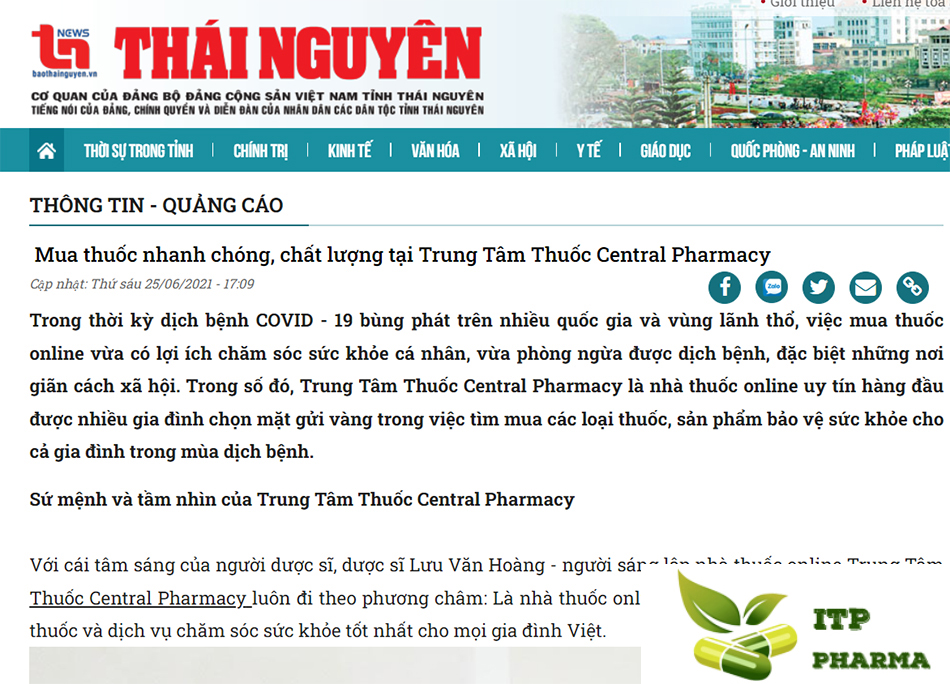 Báo Thái Nguyên: ​ Mua thuốc nhanh chóng, chất lượng tại Trung Tâm Thuốc Central Pharmacy