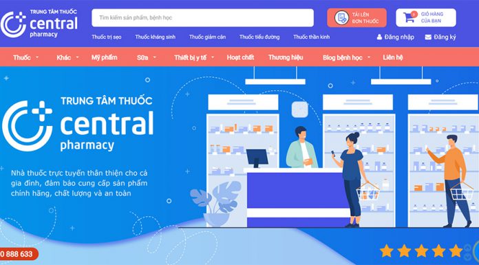 Giao diện website Trung Tâm Thuốc Central Pharmacy
