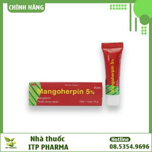 Mặt trước dạng đóng gói thuốc Mangoherpin 5%