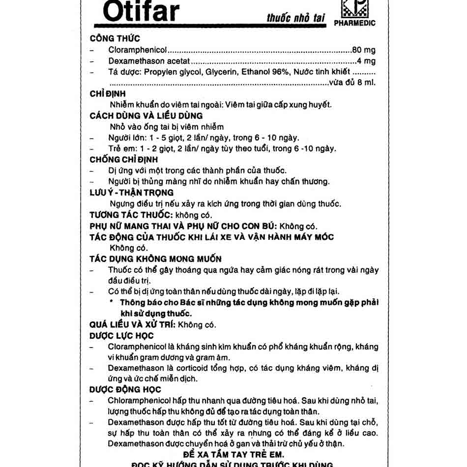 Hướng dẫn sử dụng thuốc Otifar