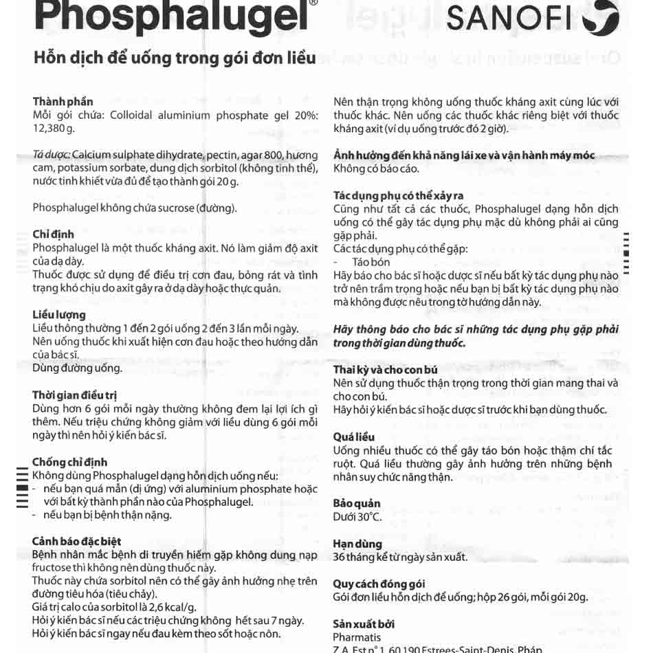 Hướng dẫn sử dụng thuốc Phosphalugel