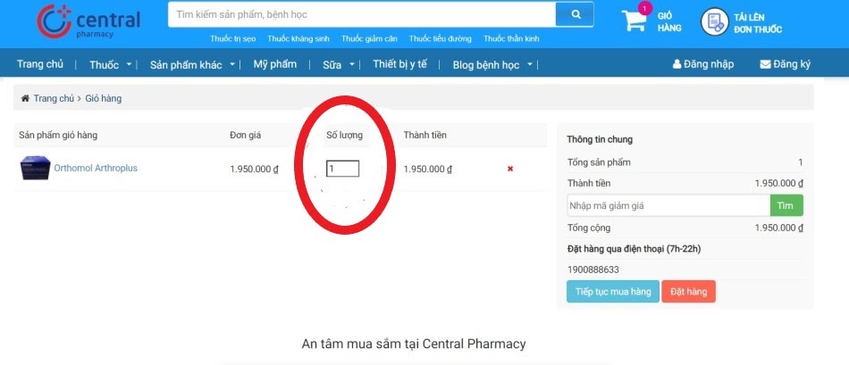Chú ý nhập số lượng sản phẩm cần mua