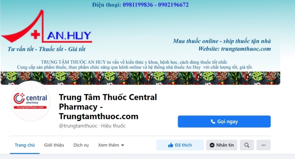 Trang Facebook của Trung Tâm Thuốc Central Pharmacy