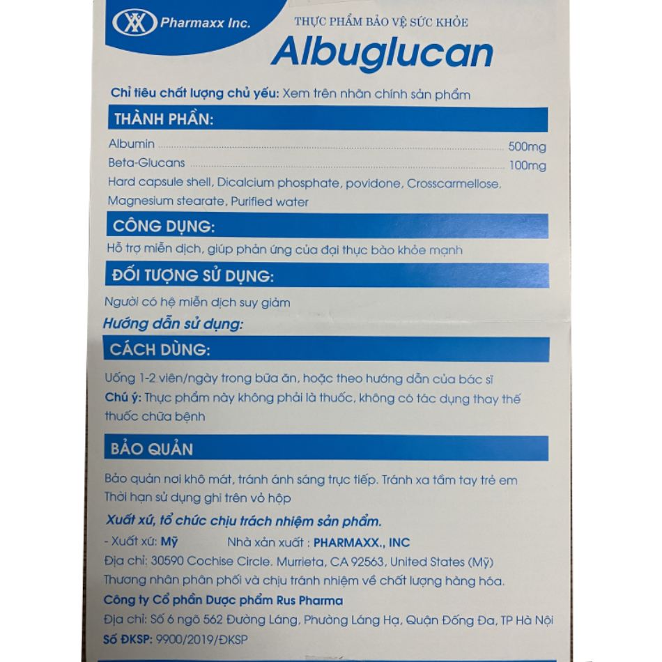 Hướng dẫn sử dụng Albuglucan