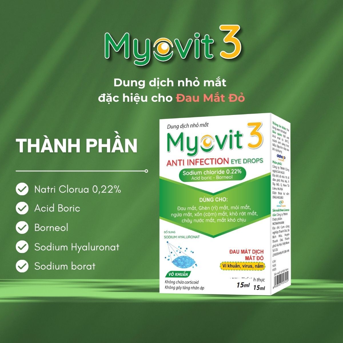 Dung dịch nhỏ mắt Myovit 3