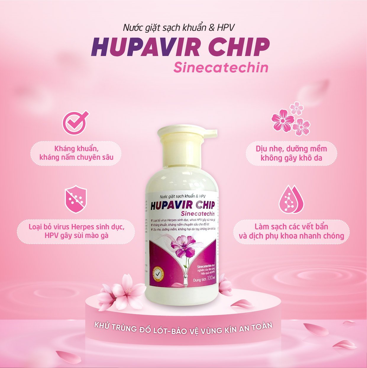 Nước giặt sạch khuẩn & HPV Hupavir Chip