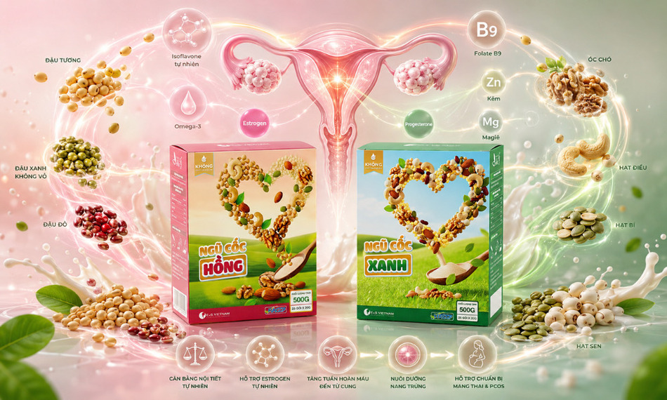 Ngũ cốc Như Ý Hồng và Ngũ cốc Như Ý Xanh hỗ trợ cân bằng nội tiết tố